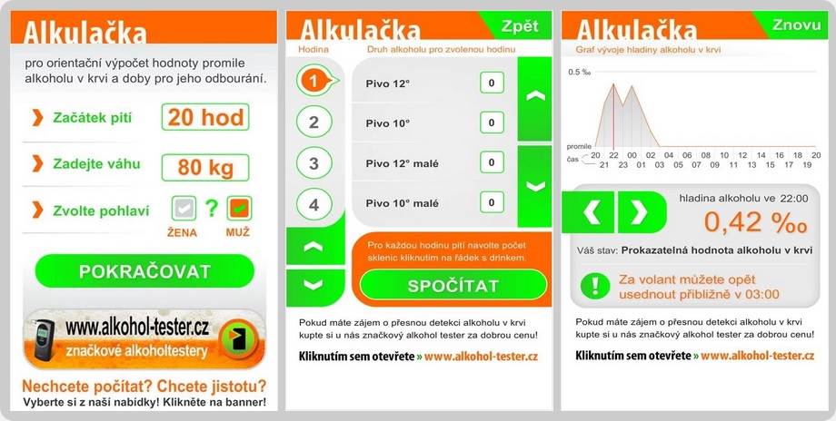 Alkohol test - alkulačka